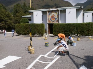 trabajos de rayado en la capilla universitaria 
