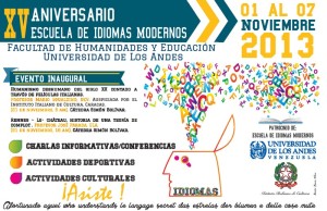 La Escuela de Idiomas Modernos de la ULA cumple quince años de fundada. Afiche oficial de aniversario (Cortesía)