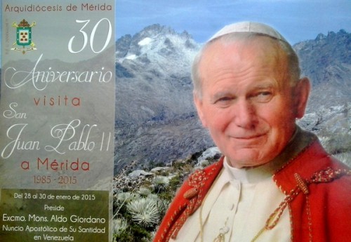 Afiche de la invitación de la celebración de los 30 años de visita del Papa Juan Pablo II a Mérida.